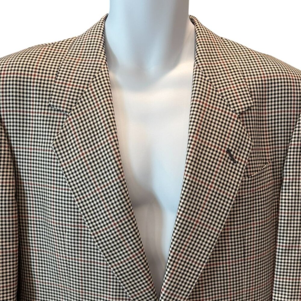 Karl‎ Lagerfeld Paris Blazer 40R Red Accent Houndstooth Silk Wool - Picture 4 of 8